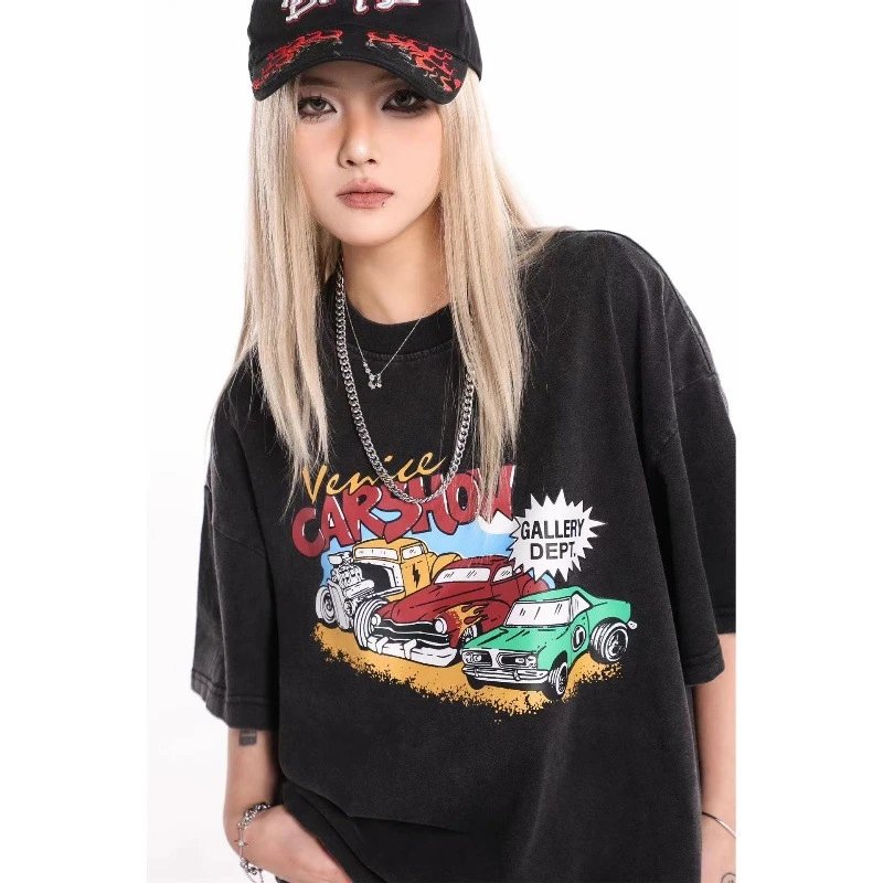 Gallery Dept. Graphic Print Black Olive Navy White Casual T-Shirt