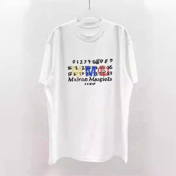 Maison Margiela Multicolor Logo Print White Oversized T-Shirt