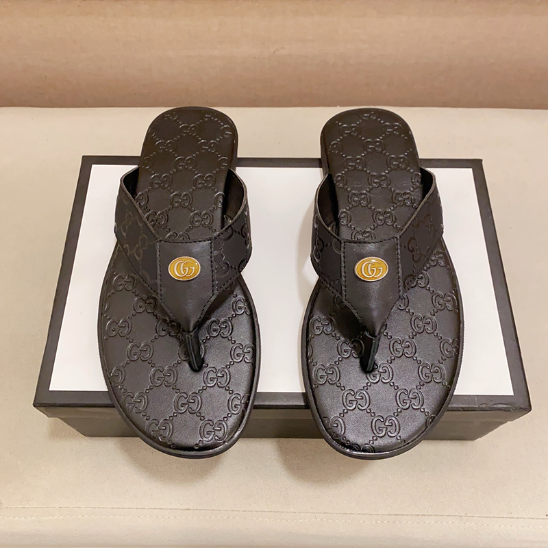 Gucci Marmont Black Monogram Flip Flops