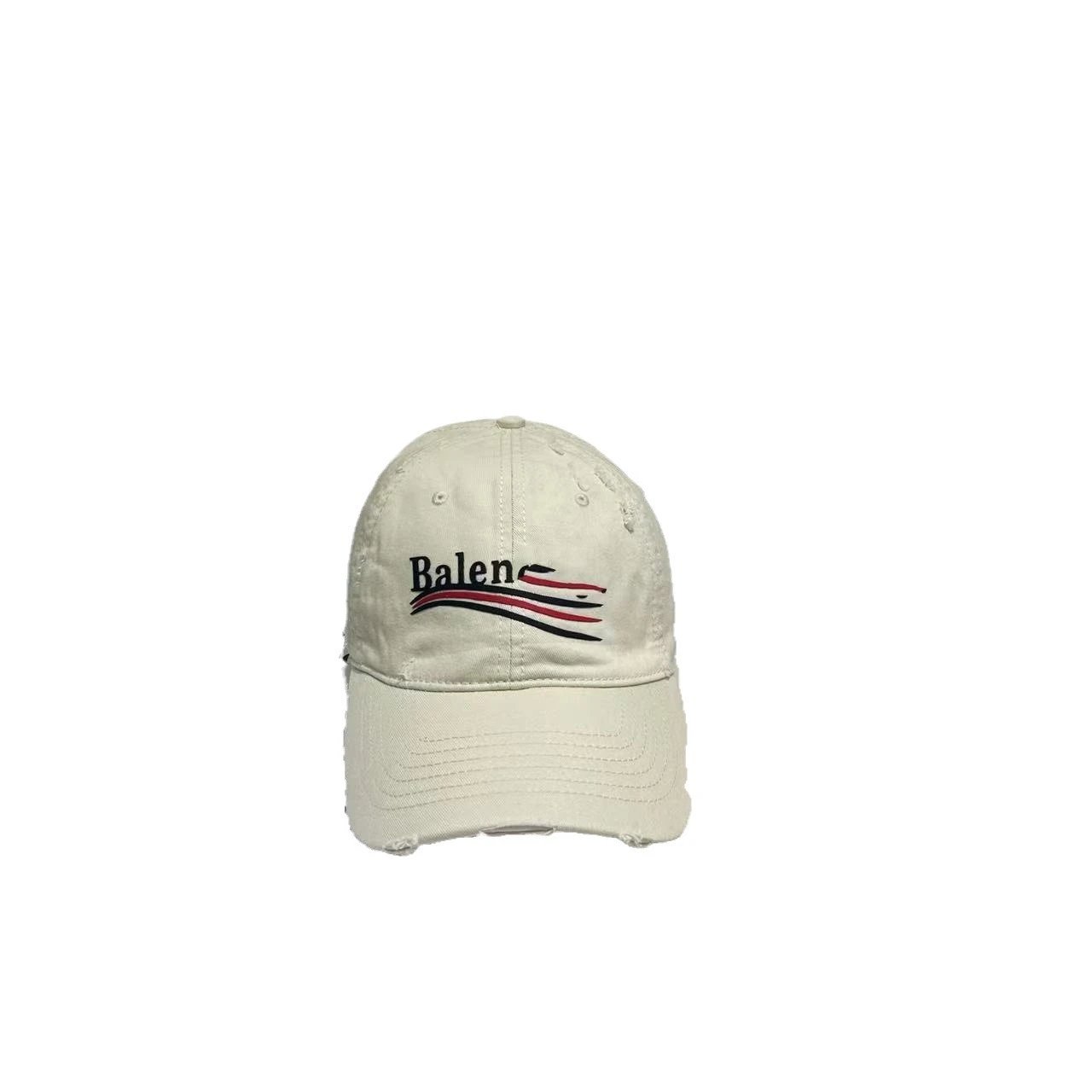 Balenciaga Distressed Logo Baseball Cap Off-White Gray Olive Brown