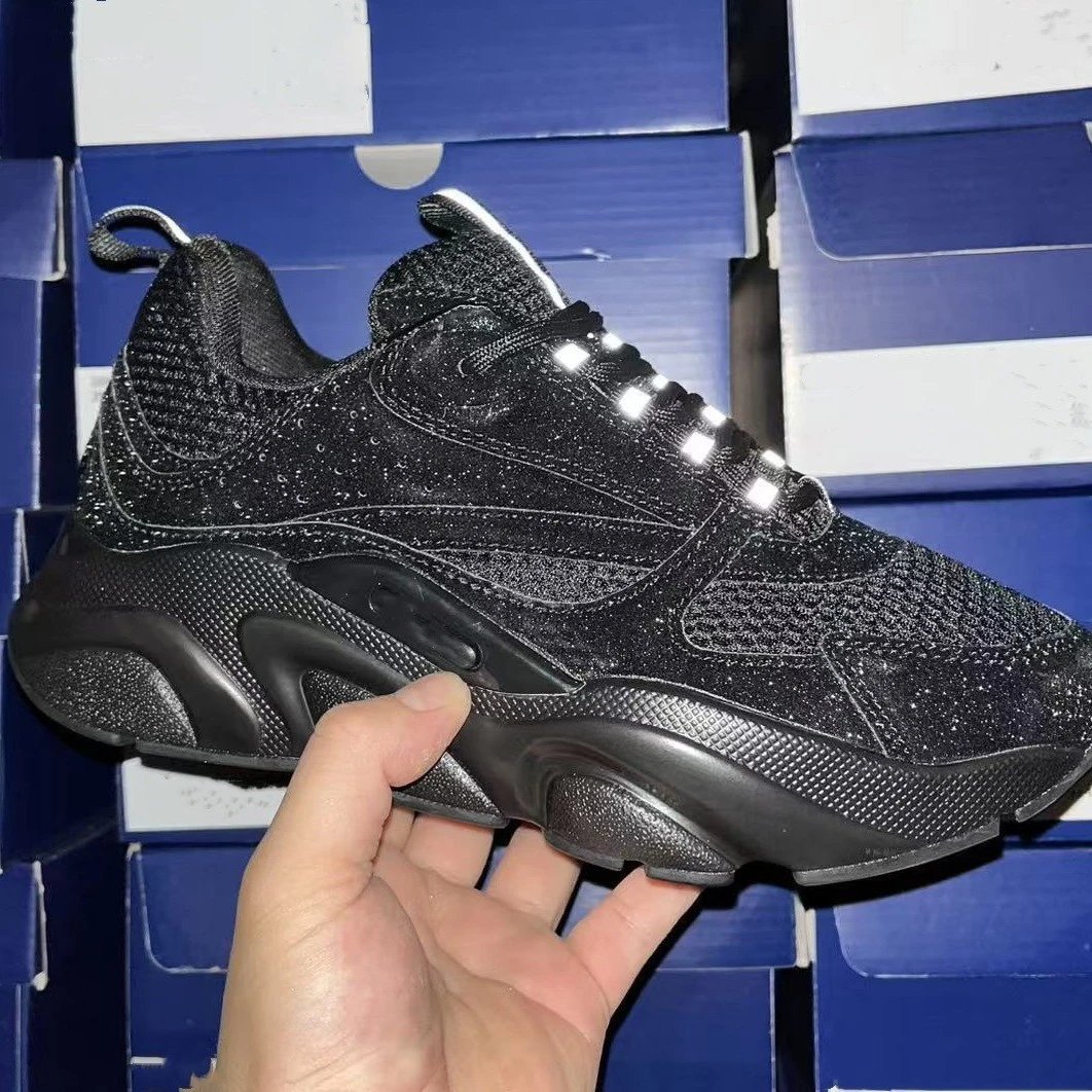 Dior B23 Black White Mesh Chunky Sneakers