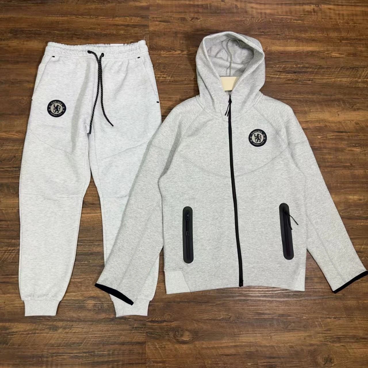 Chelsea FC Black Tech Fleece Hoodie And Joggers Set