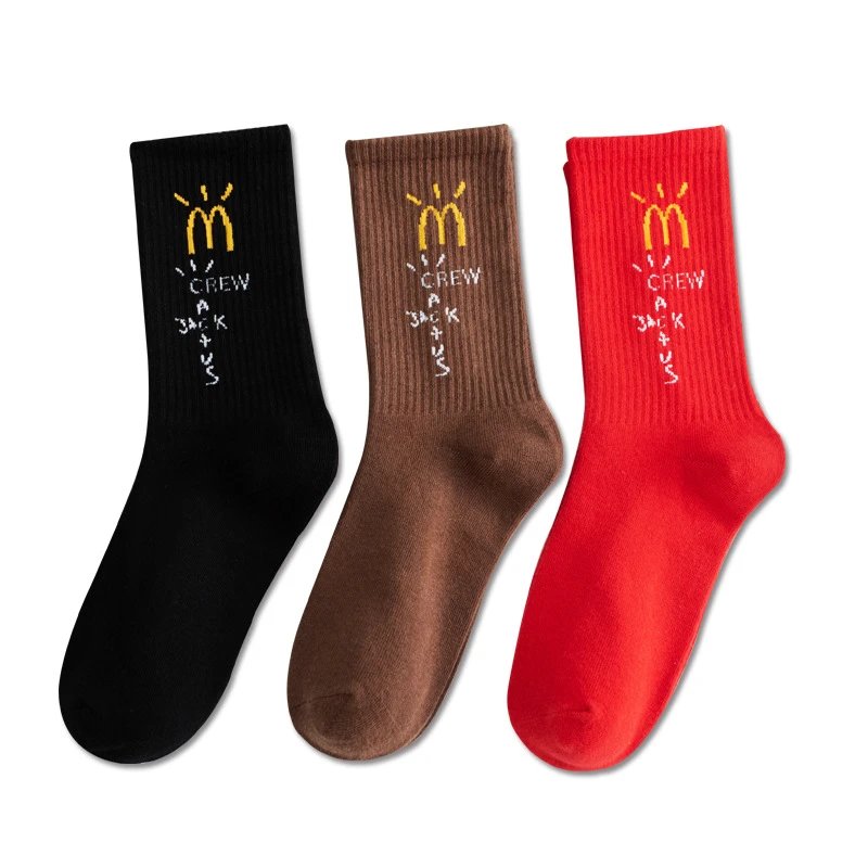 European and American trendy socks AJ1 hook up Travis Scott collaboration M tricolor TS long socks trendy socks