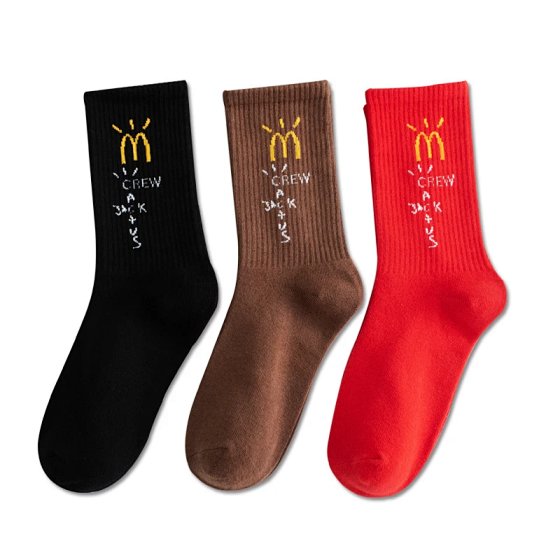 European and American trendy socks AJ1 hook up Travis Scott collaboration M tricolor TS long socks trendy socks