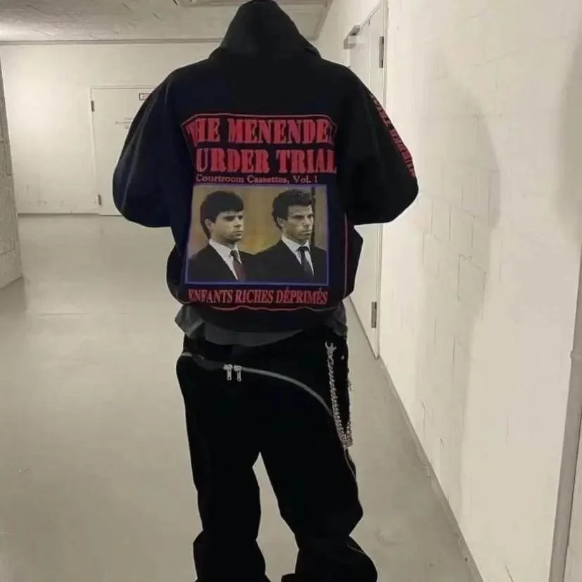 【 DX227 】 Fuji Mountain Autonomous ERD Melancholy Rich Second Generation 19Aw Menendez Portrait Printed Hoodie Menendez