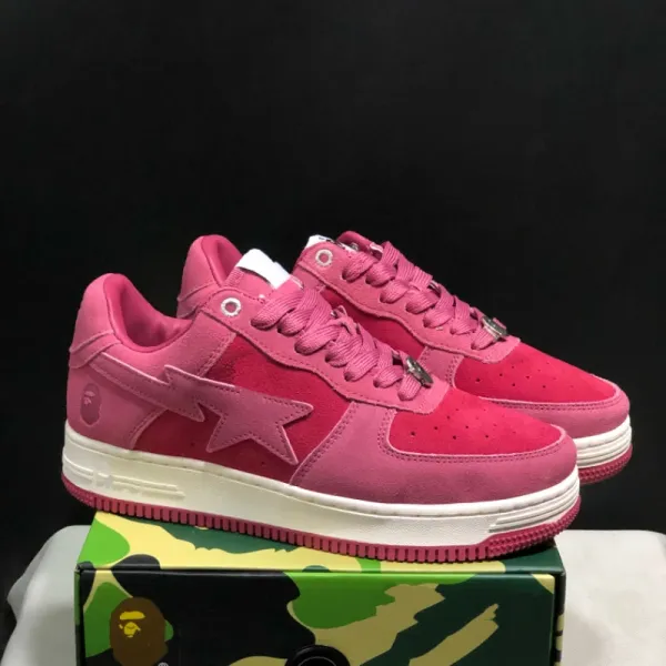 A Bathing Ape Bape Sta Pink Suede Sneakers - 1