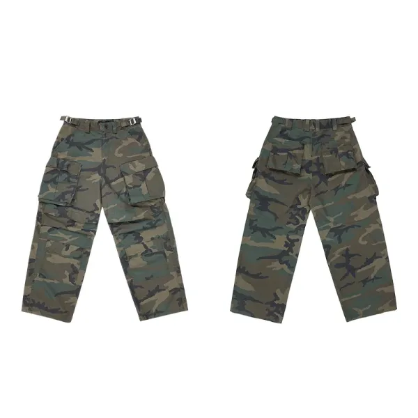 Design Cargo Pants White Gray Camo Print - 7