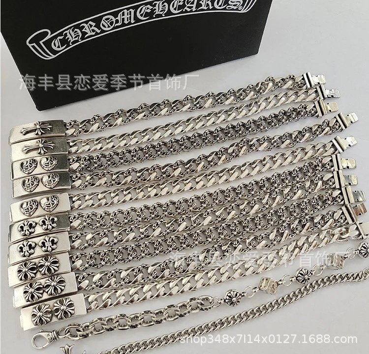 Chrome Hearts Love Heart Link Bracelet Silver Jewelry - 2