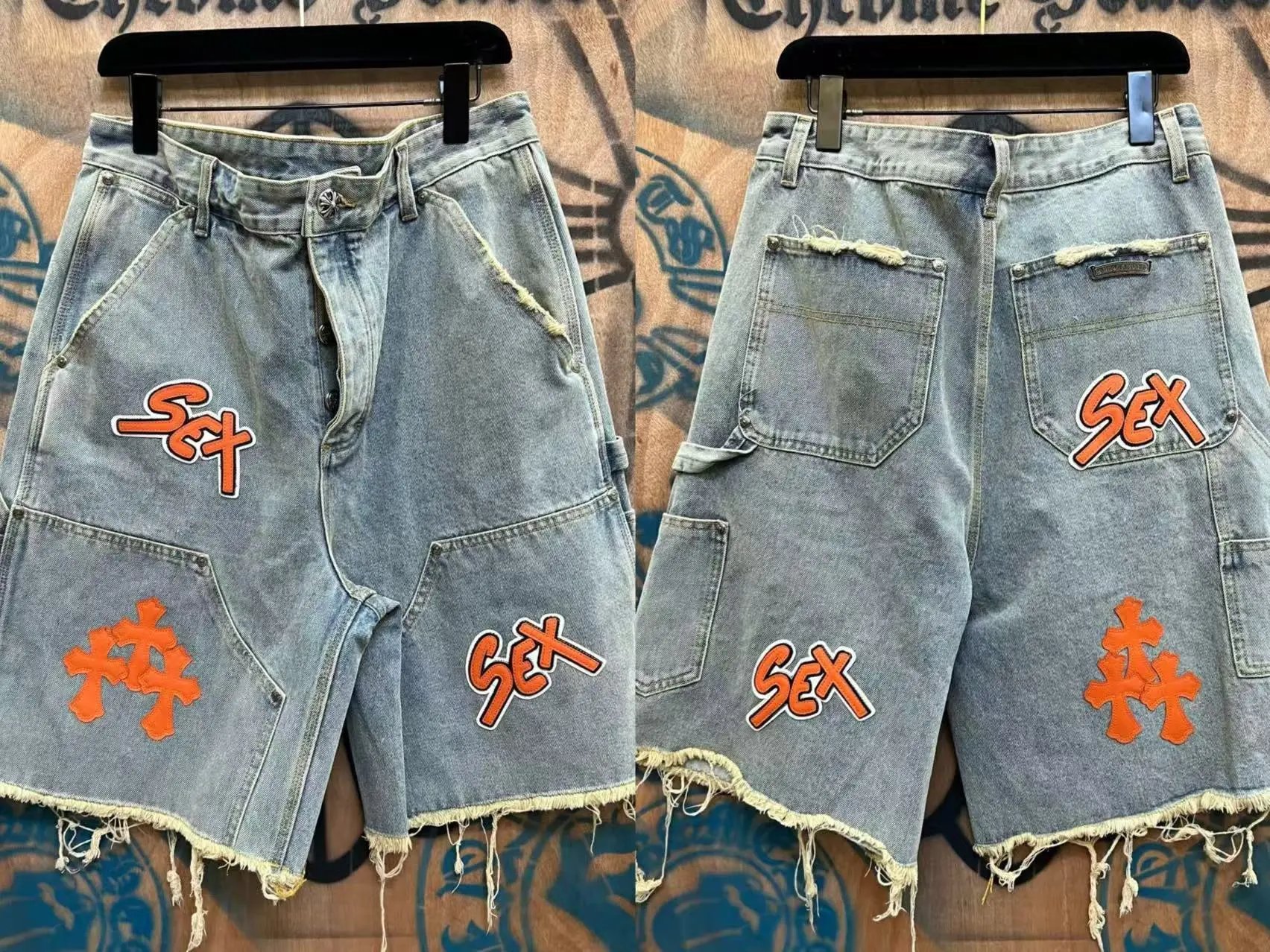 Chrome Hearts Cross-Embellished Distressed Denim Shorts - 7
