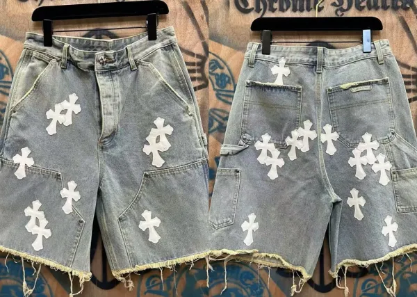 Chrome Hearts Cross-Embellished Distressed Denim Shorts - 1