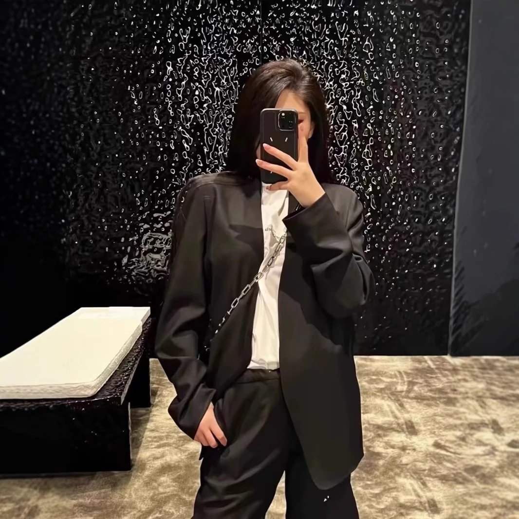Design Open-Front Blazer Black Outerwear - 7