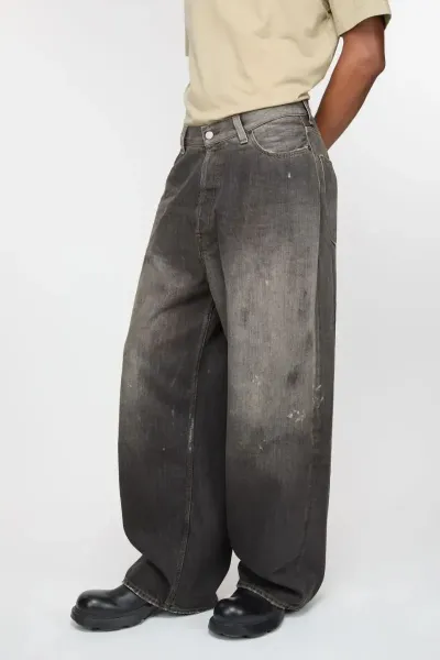 Design Distressed Wide-Leg Dark Wash Jeans - 5