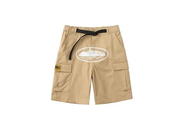 Design Cargo Shorts with Ship Graphic and Detachable Belt Navy - 16