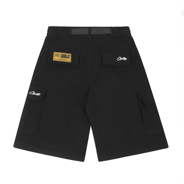 Design Cargo Shorts with Ship Graphic and Detachable Belt Navy - 3