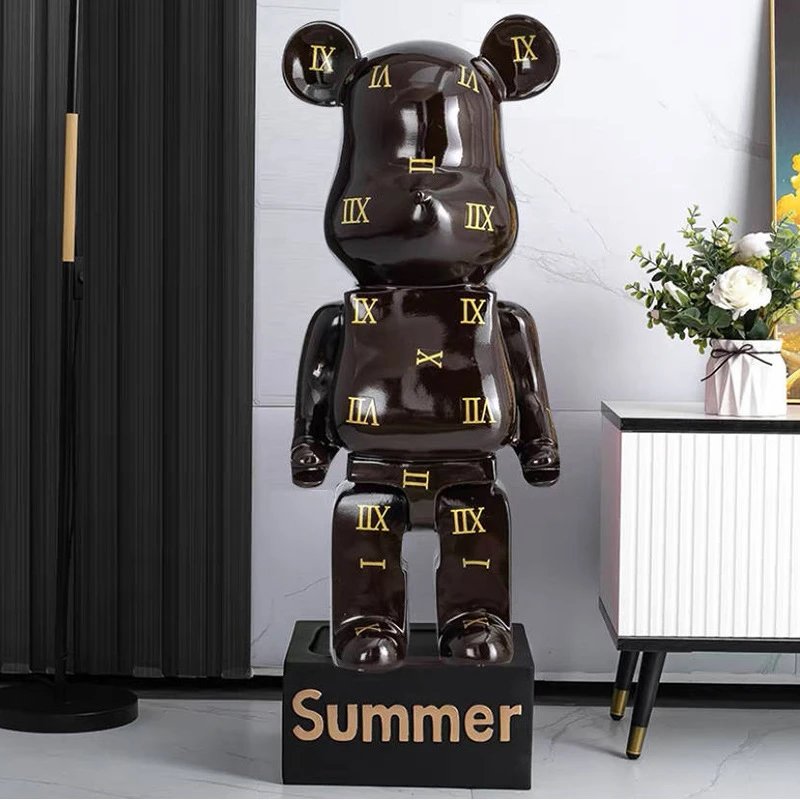 Kaws x Medicom Toy Bearbrick Roman Numeral Clock Black Decorative Sculpture Accessories