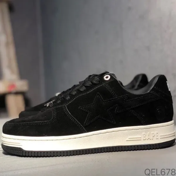 A Bathing Ape Bape Sta Low White Gray Black Sneakers - 6