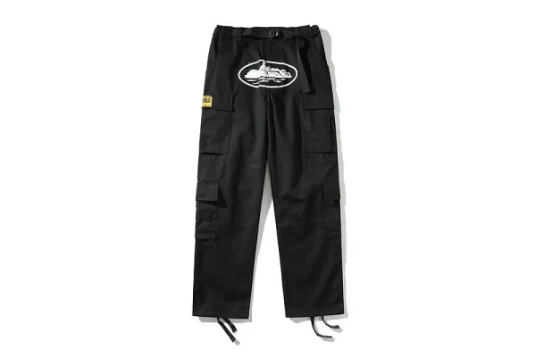 Design Cargo Pants with Neon Green Ship Logo Black - 11