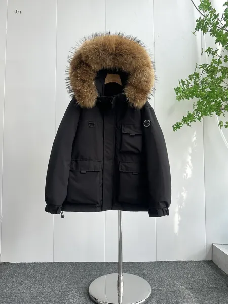 Design Parka with Detachable Fur Hood Black - 1