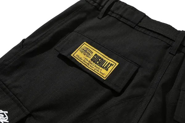 Design Cargo Shorts with Ship Graphic and Detachable Belt Navy - 14