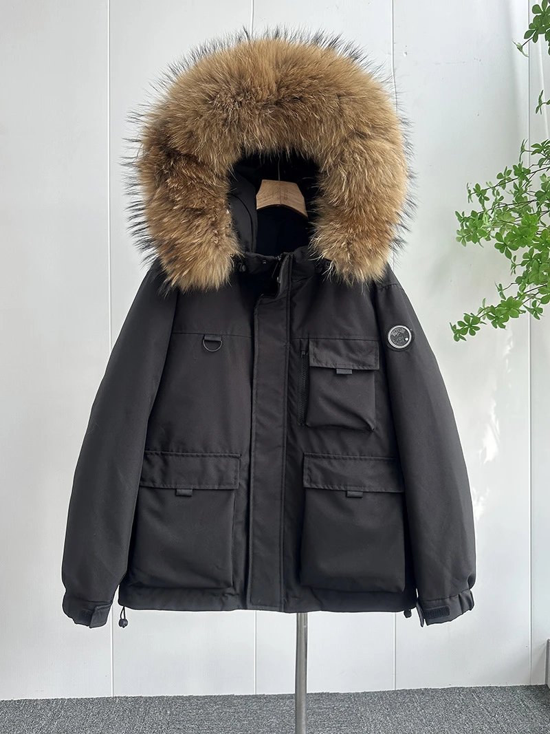 Design Parka Jacket with Faux Fur Hood in Pink - 16