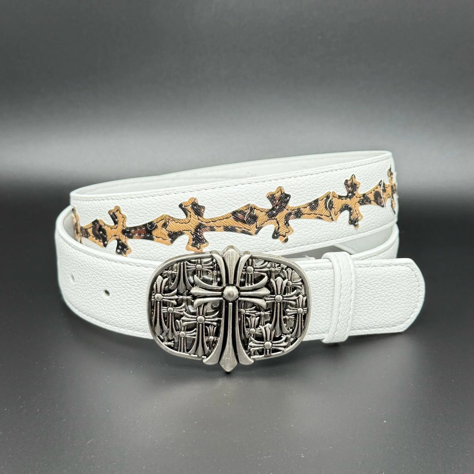 Chrome Hearts Cross-Embellished Turquoise Leather Belt - 6