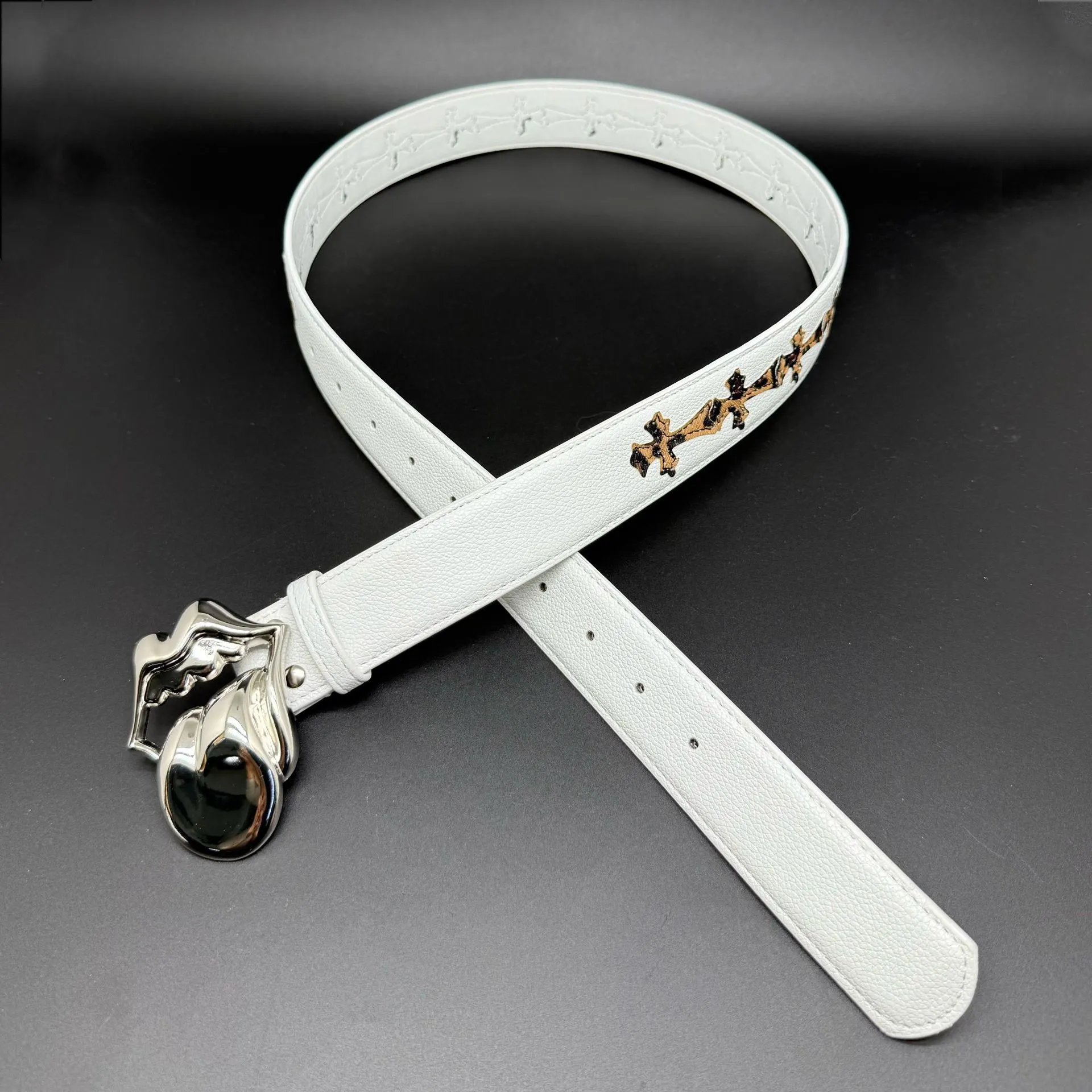 Chrome Hearts Cross-Embellished Turquoise Leather Belt - 9