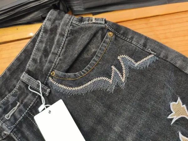Design Flared Jeans with Embroidered Floral Motif and Chain Detail - 17
