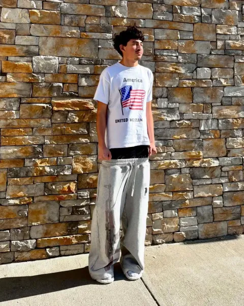 Design Solrim AK-47 Print Sweatpants Gray Sweatpants - 3