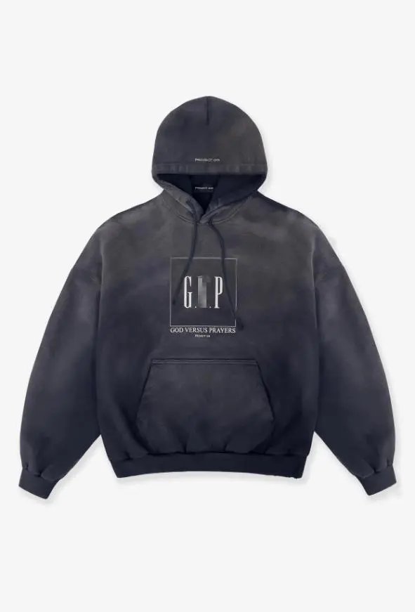 GAP x God Versus Prayers Distressed Black Hoodie - 4