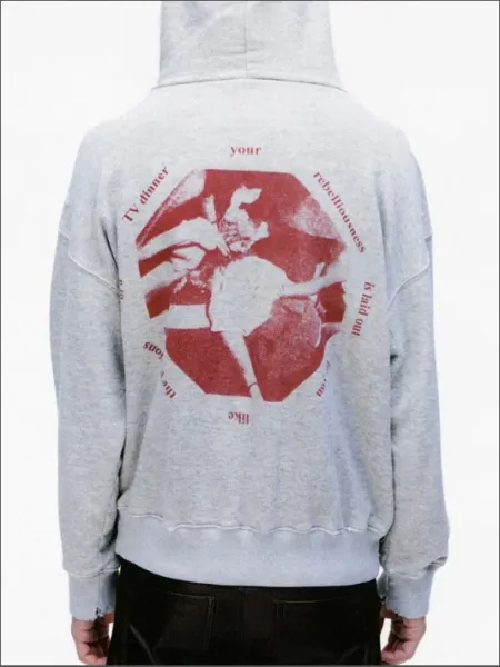 Design e.r.d Graphic Distressed Hoodie Brown - 32