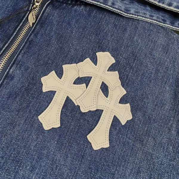Chrome Hearts Denim Half-Zip Hoodie Blue - 15