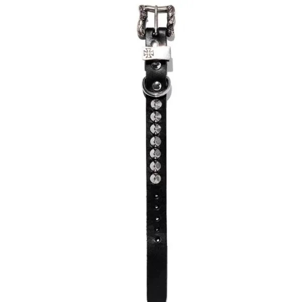 Chrome Hearts Iron Cross Leather Bracelet Black Jewelry - 3