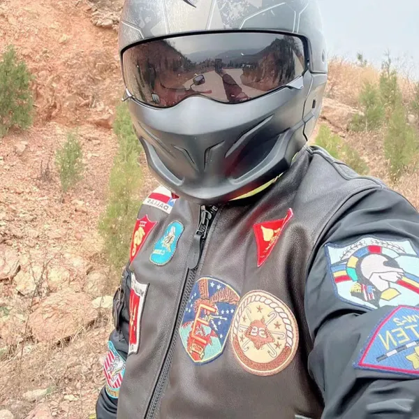 Design Alpha Industries MA-1 Flight Jacket Black Leather with Patch Embellishments Leather Jacket - 5