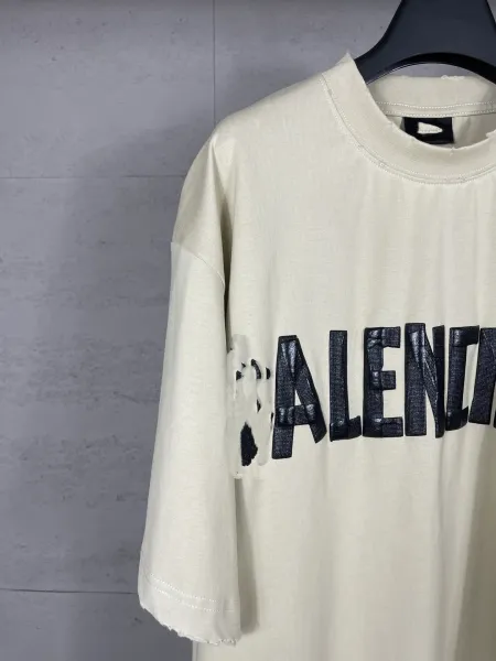 Balenciaga Logo Print Oversized T-Shirt Beige - 11