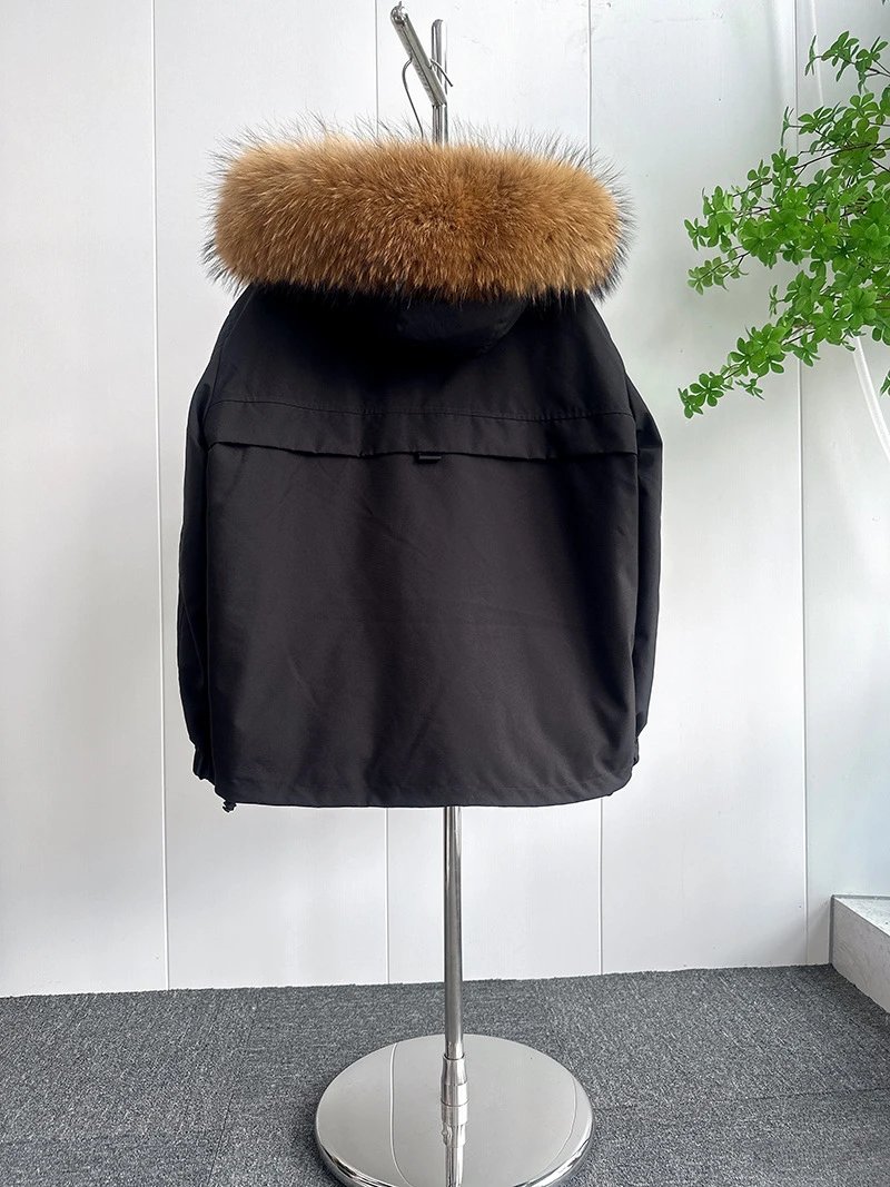 Design Parka Jacket with Faux Fur Hood in Pink - 17