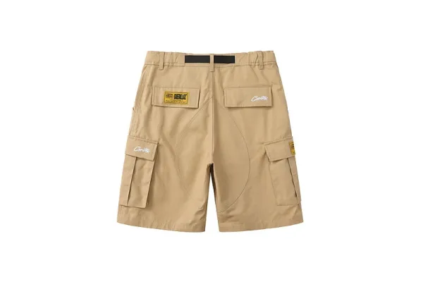Design Cargo Shorts with Ship Graphic and Detachable Belt Navy - 18