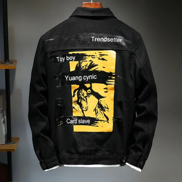 Design Trendsetter Toy Boy Yuang Cynic Card Slave Denim Jacket Black Denim Jacket - 1