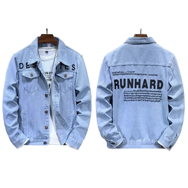Design Denim Jacket with Graphic Print Light Blue Denim-Jacket - 1