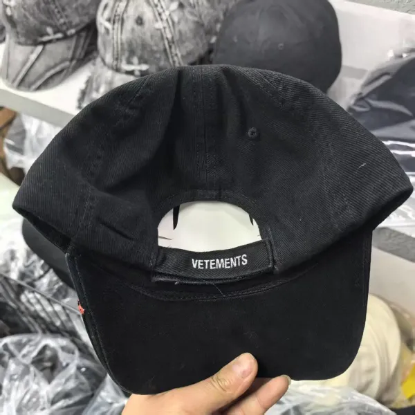 Vetements Flame Embroidered Washed Denim Baseball Cap Gray - 7