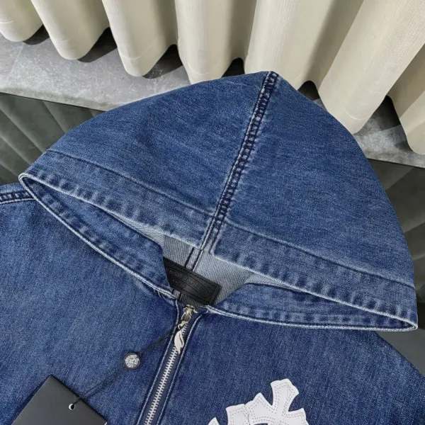 Chrome Hearts Denim Half-Zip Hoodie Blue - 17