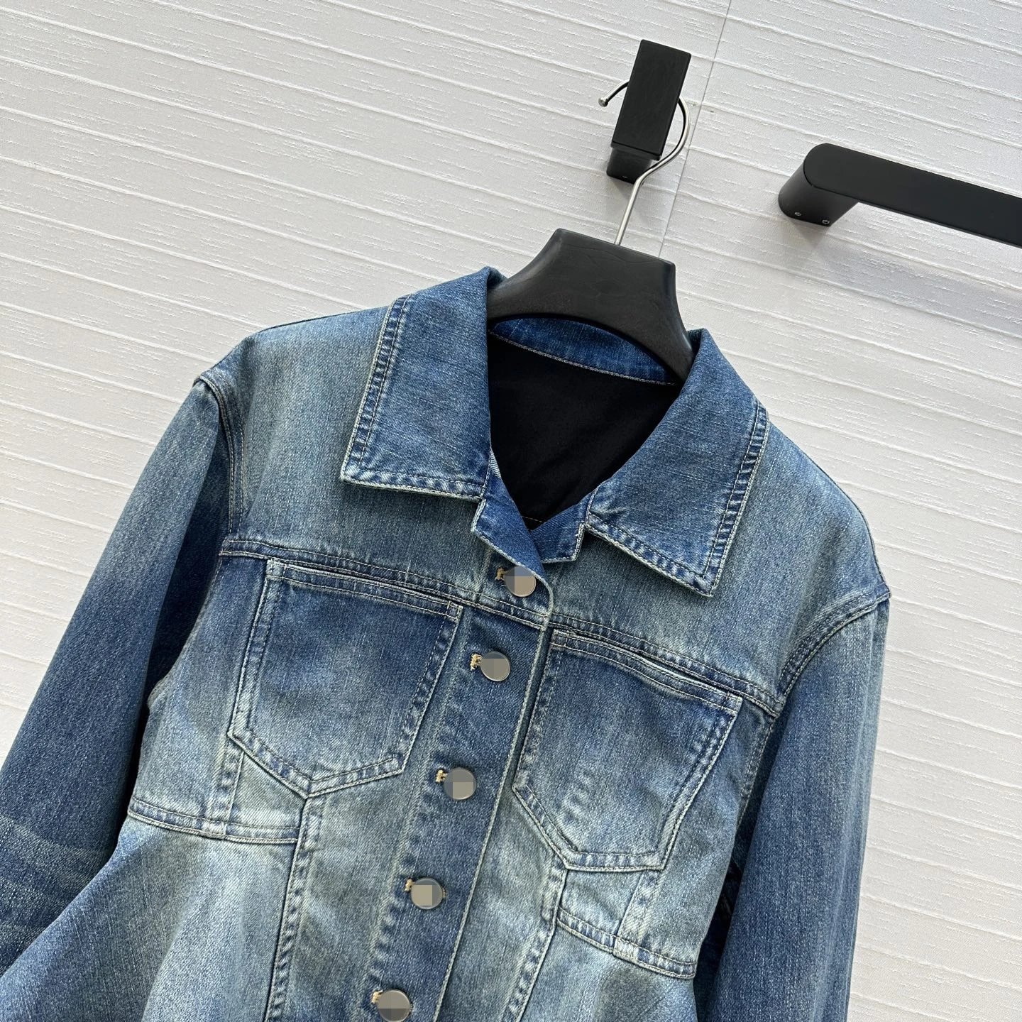 Design Peplum Hem Denim Jacket Blue Outerwear Denim Jacket - 2