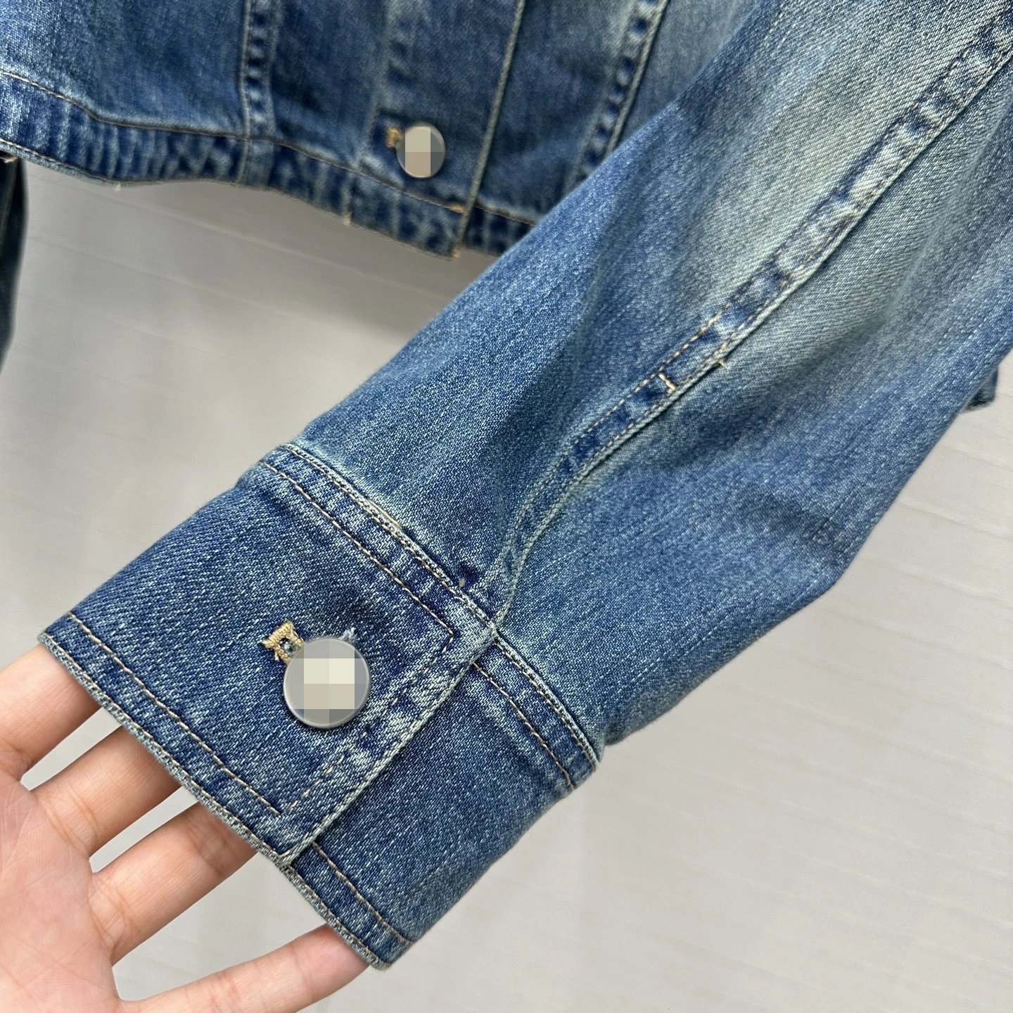 Design Peplum Hem Denim Jacket Blue Outerwear Denim Jacket - 5