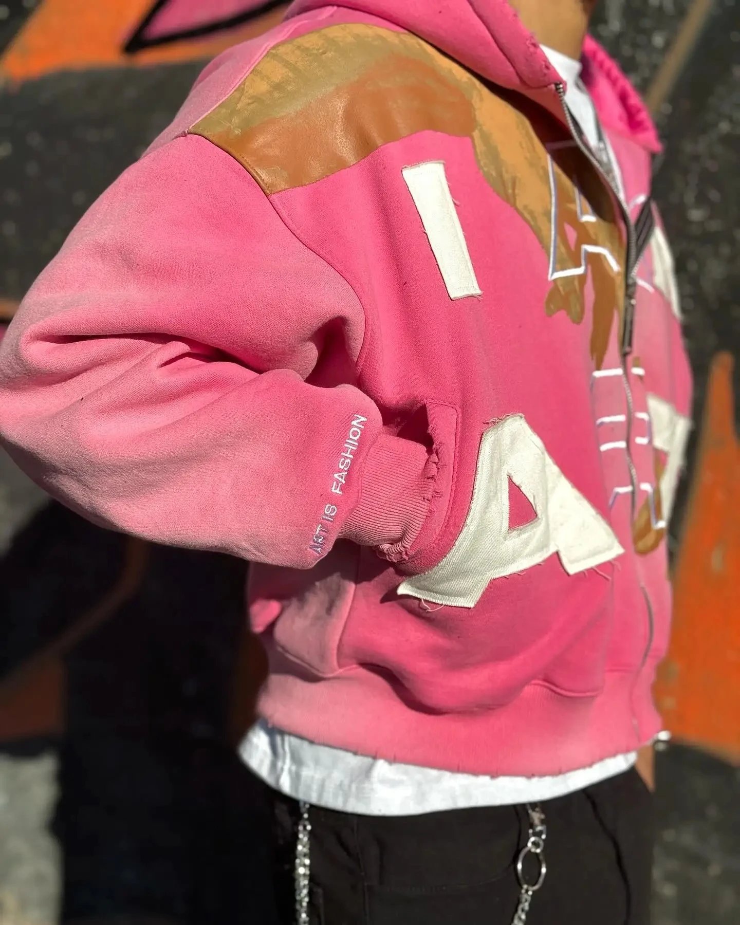Design 'I AM' Graphic Zip-Up Hoodie Red - 14