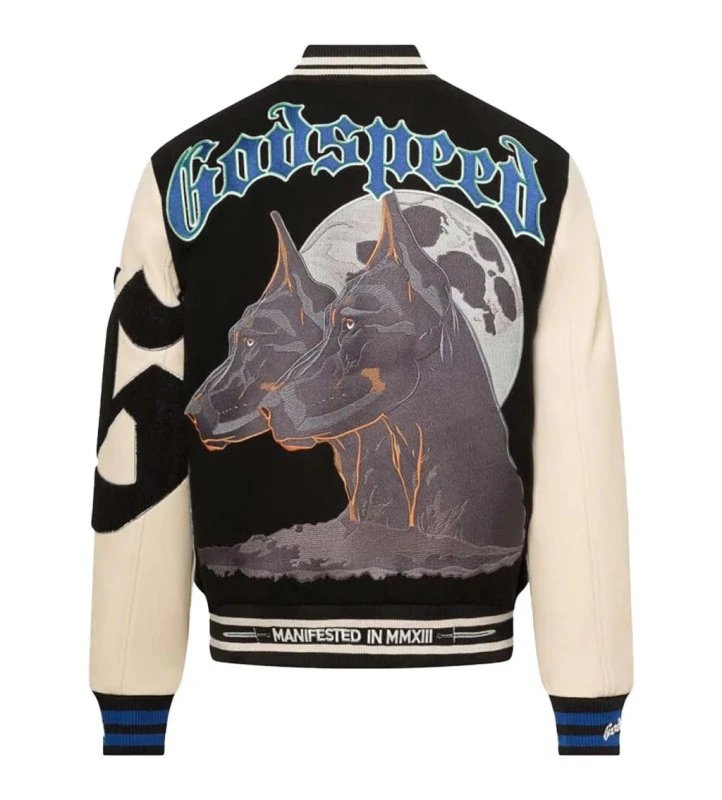 Godspeed Doberman Varsity Jacket Black Beige Outerwear.jacket - 2