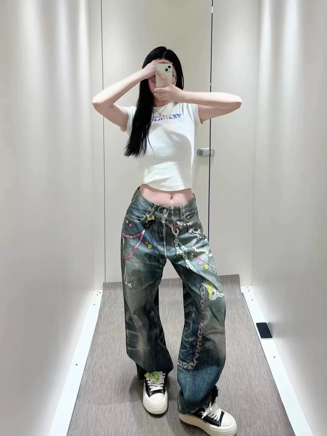 Design Custom Embellished Denim Shorts Multicolor - 7