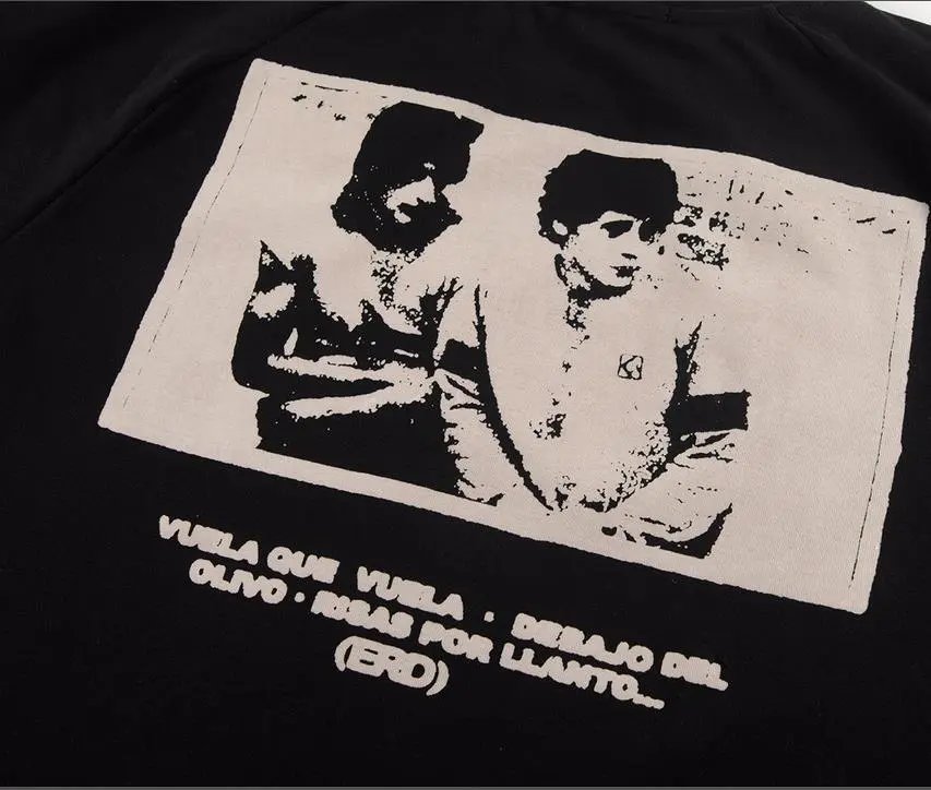 Design Graphic Print Hebrew Text Black Cropped T-Shirt - 18