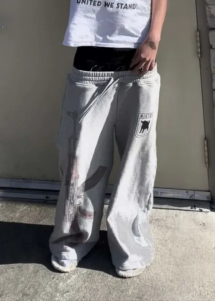 Design Solrim AK-47 Print Sweatpants Gray Sweatpants - 9