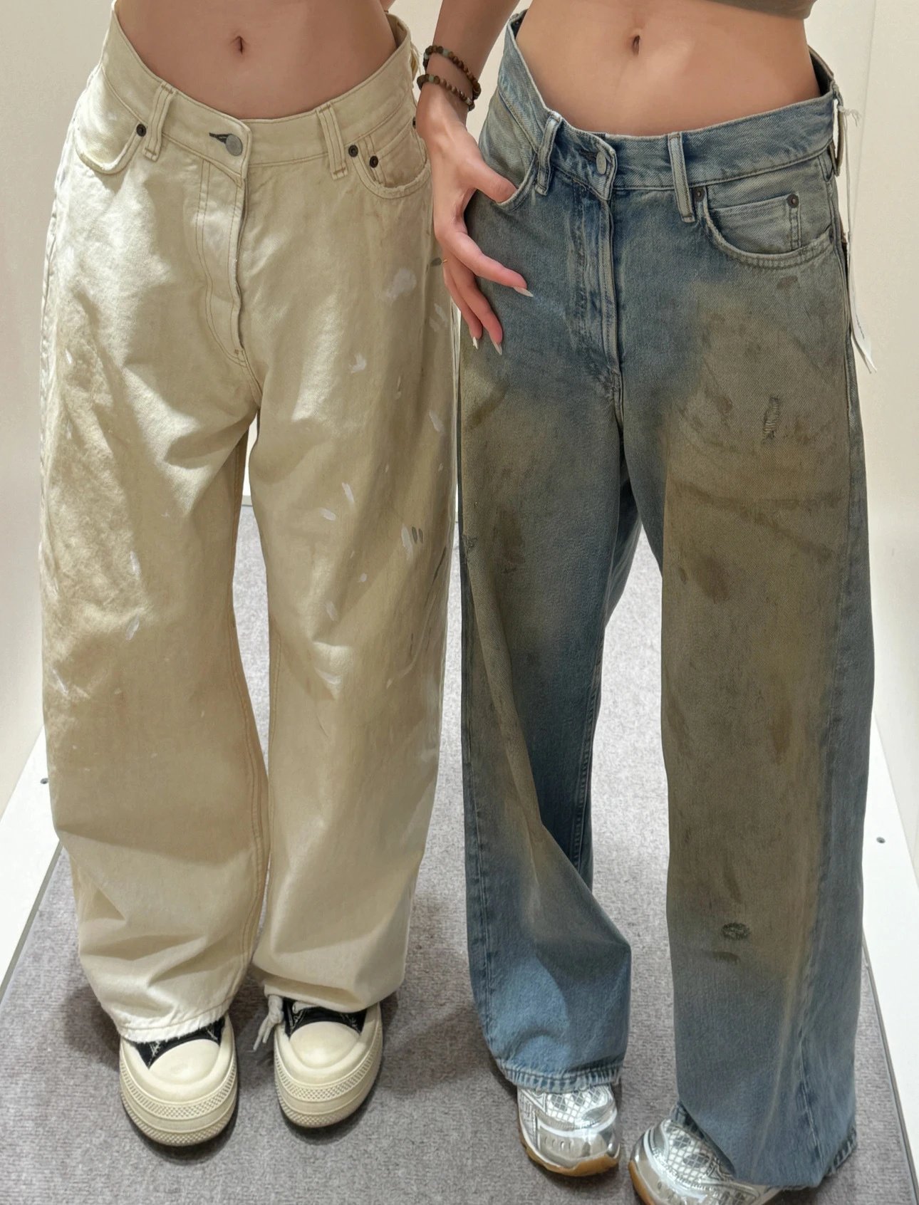 Design Wide-Leg Denim Pants with Patch Pockets Off-White Jeans - 6