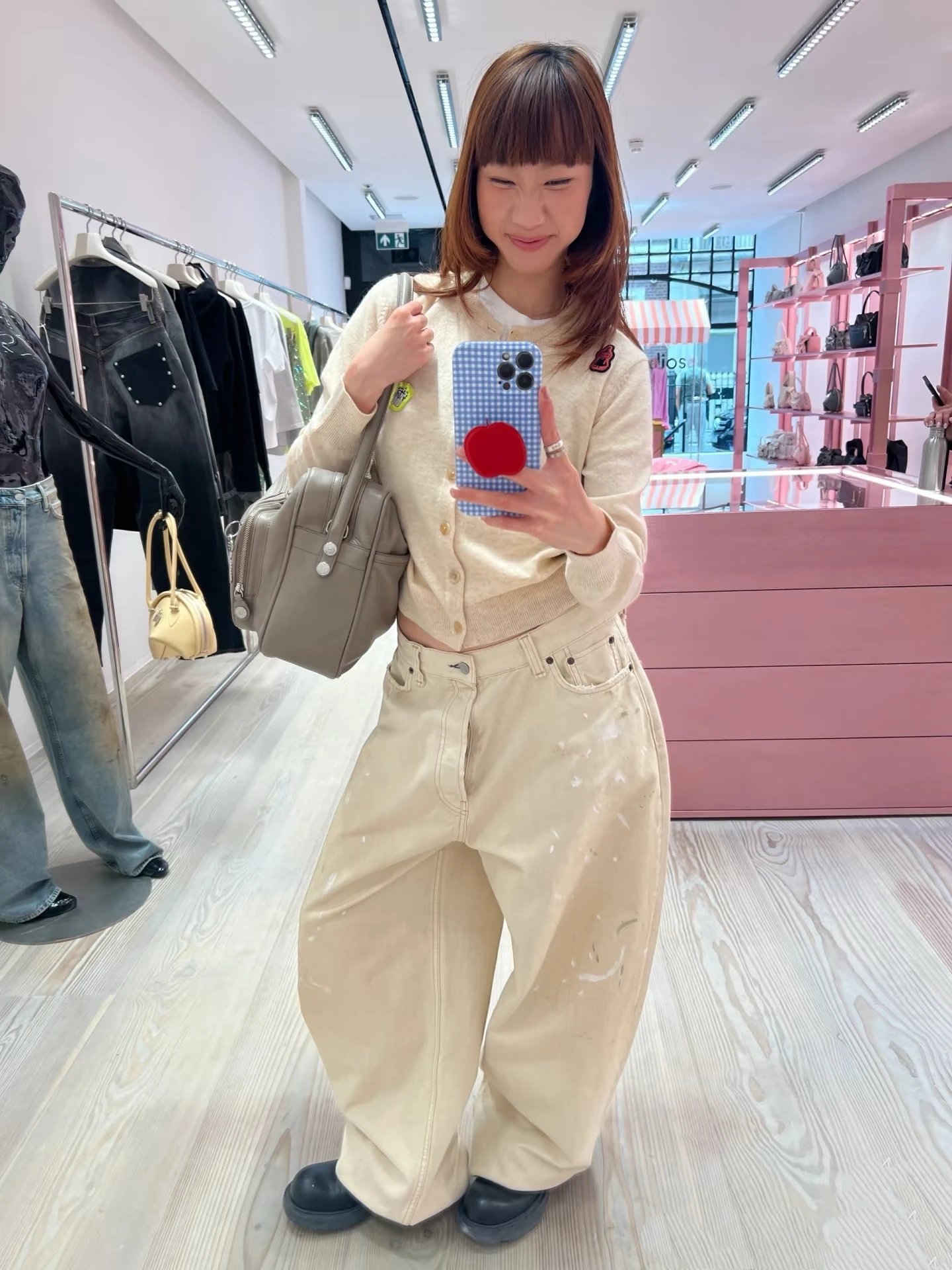 Design Wide-Leg Denim Pants with Patch Pockets Off-White Jeans - 8