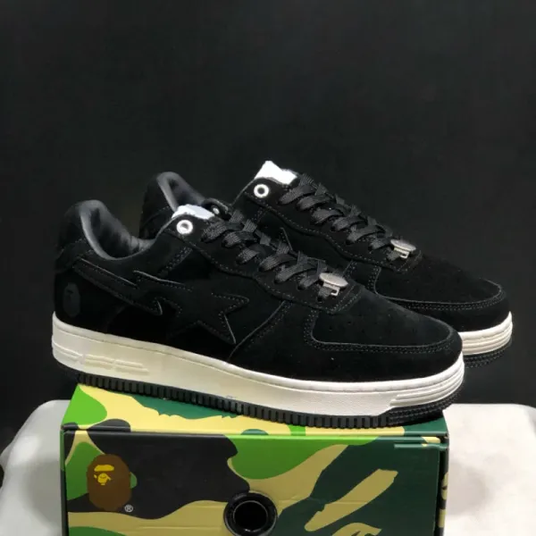 A Bathing Ape Bape Sta Suede Black Camo Sneakers - 1